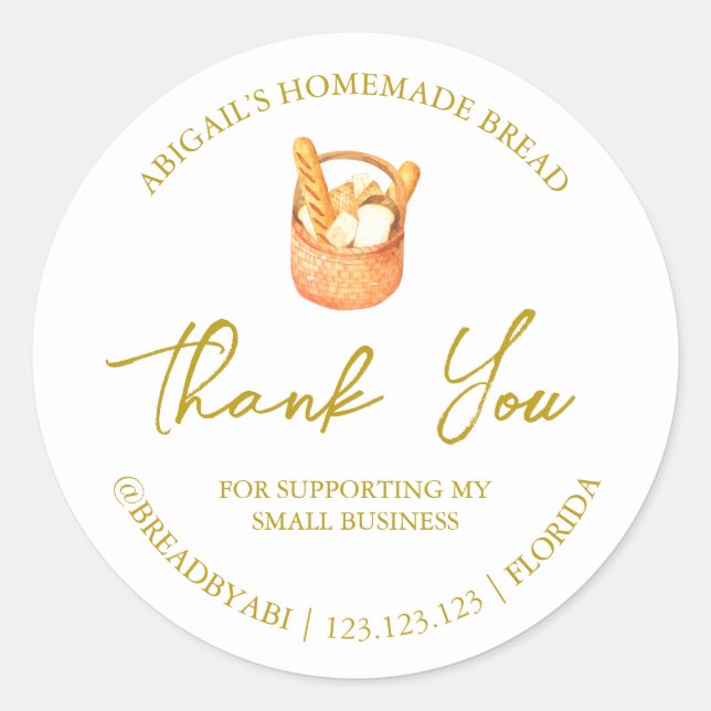 Simple Homemade Bread Thank You Label (Front)
