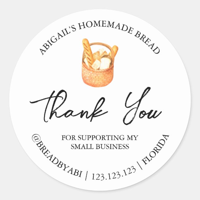 Simple Homemade Bread Thank You Label (Front)