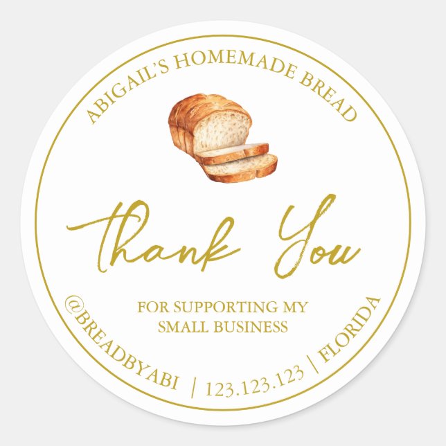 Simple Homemade Bread Thank You Label (Front)