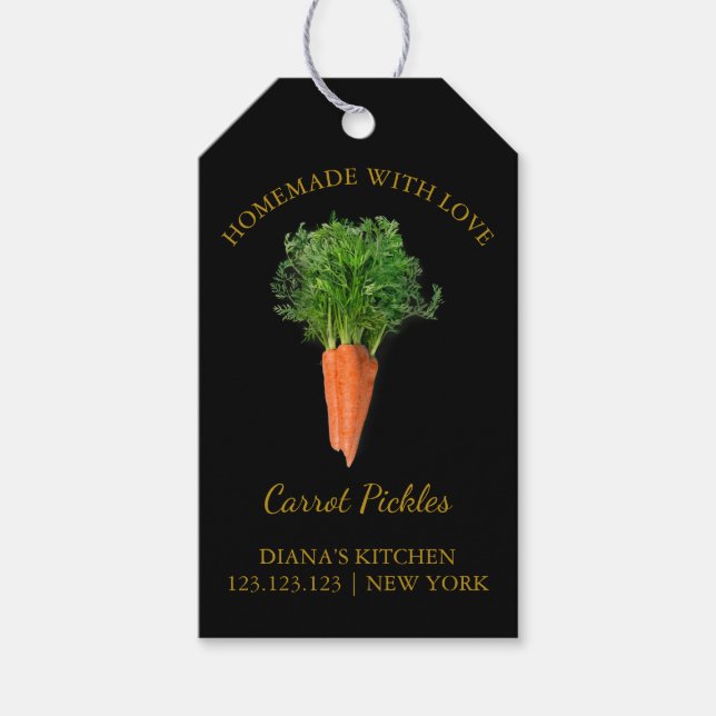 Simple Homemade Carrot Pickle Hang Tag Black (Front)
