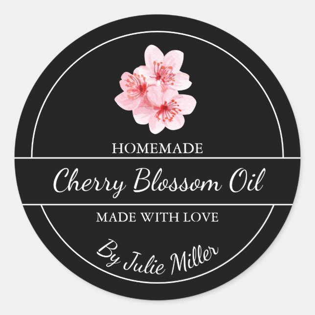 Simple Homemade Cherry Blossom Oil Label (Front)
