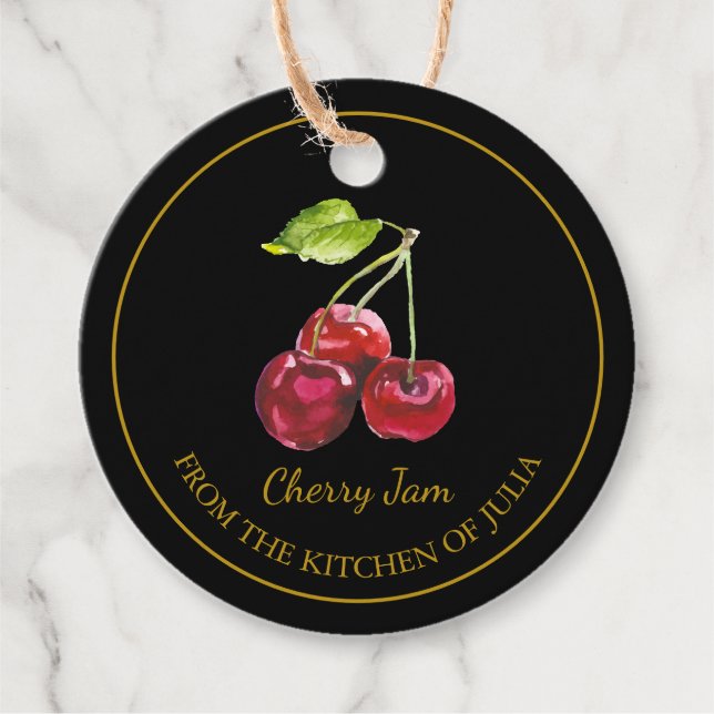 Simple Homemade Cherry Jam Hang Tag l Black (Front)
