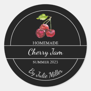 Simple Homemade Cherry Jam Label Black