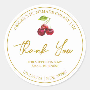 Simple Homemade Cherry Jam Thank You Label