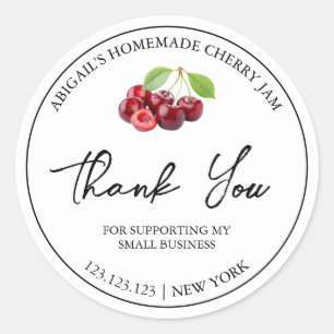 Simple Homemade Cherry Jam Thank You Label