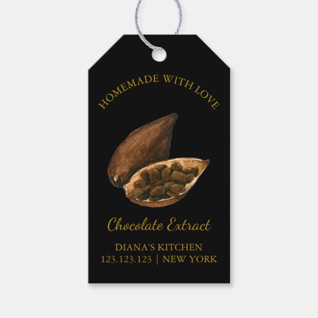 Simple Homemade Chocolate Extract Hang Tag l Black (Front)