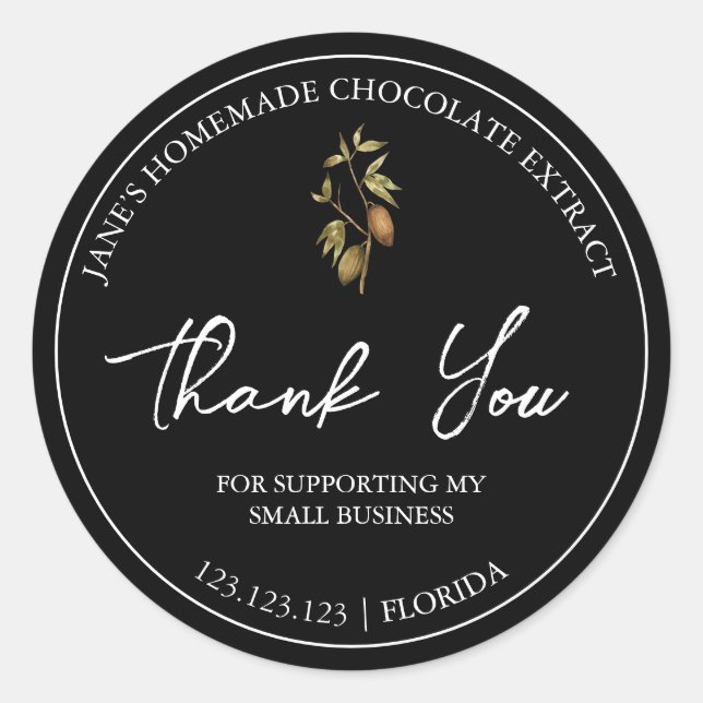 Simple Homemade Chocolate Extract Thank You Label (Front)