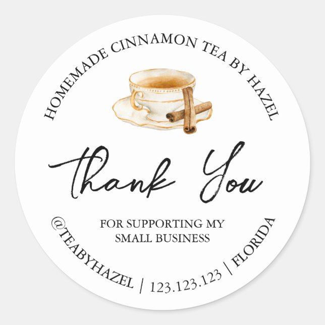 Simple Homemade Cinnamon Tea Thank You Label (Front)