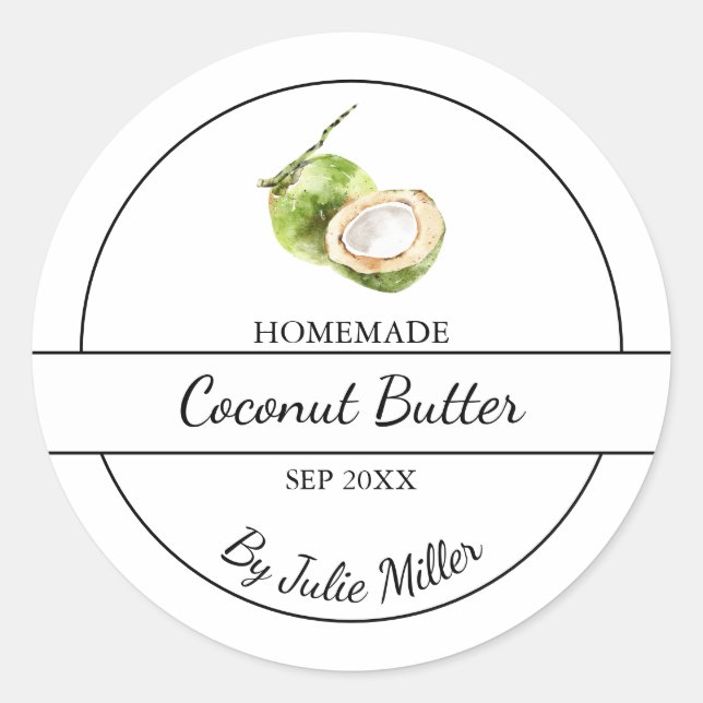 Simple Homemade Coconut Butter Label (Front)