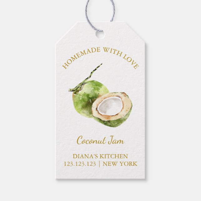 Simple Homemade Coconut Jam Hang Tag l White (Front)