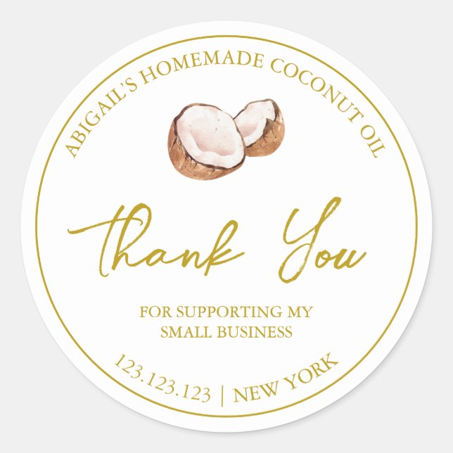 Simple Homemade Coconut Oil Thank You Label (Front)