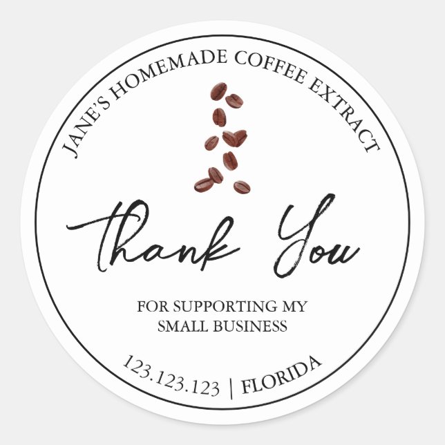 Simple Homemade Coffee Extract Thank You Label (Front)
