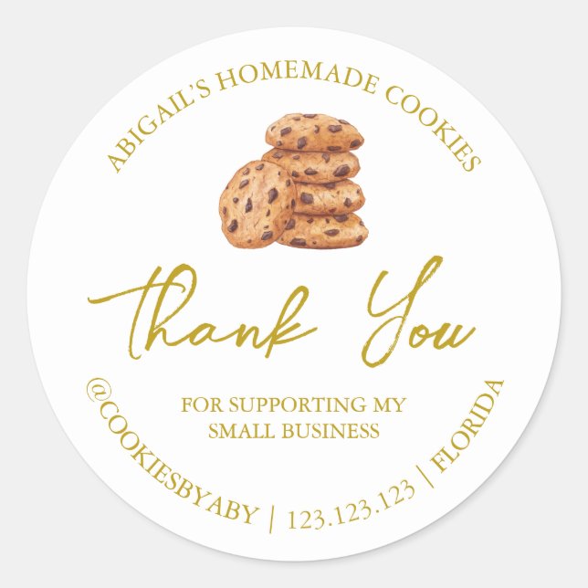 Simple Homemade Cookies Thank You Label (Front)