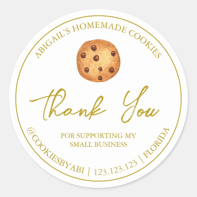 Simple Homemade Cookies Thank You Label (Front)