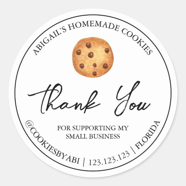 Simple Homemade Cookies Thank You Label (Front)