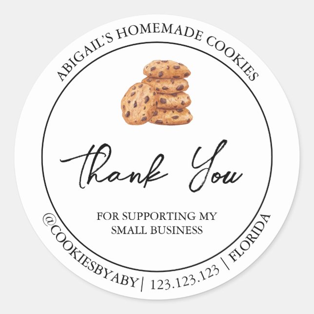 Simple Homemade Cookies Thank You Label (Front)