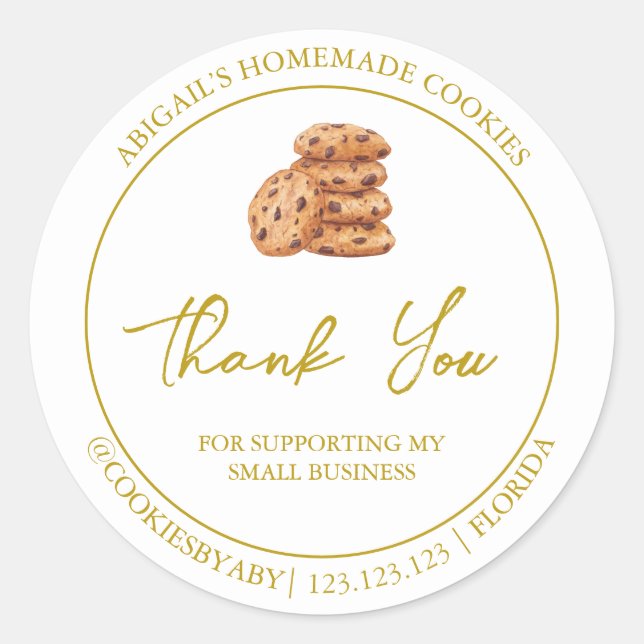 Simple Homemade Cookies Thank You Label (Front)