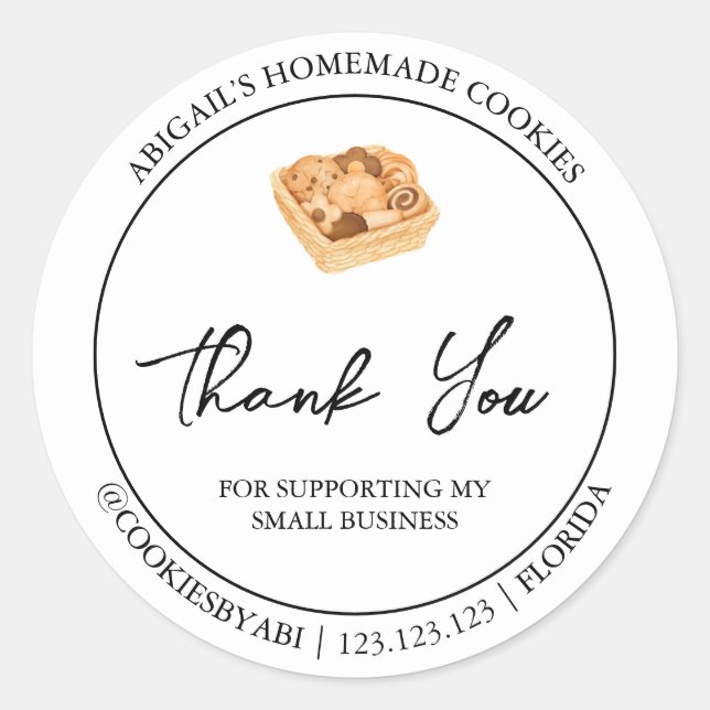 Simple Homemade Cookies Thank You Label (Front)