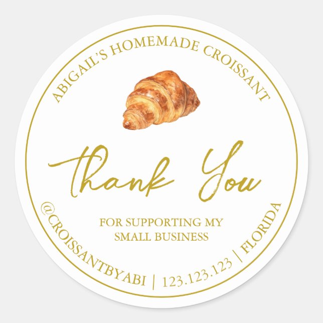 Simple Homemade Croissant Thank You Label (Front)