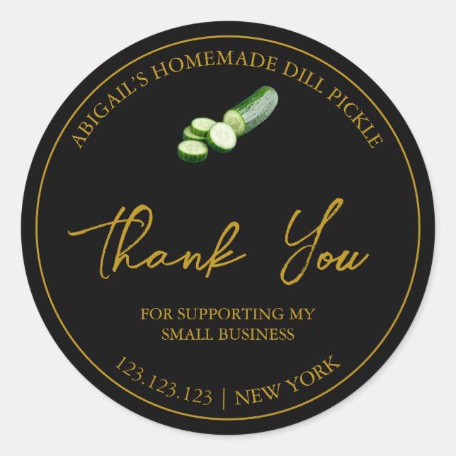 Simple Homemade Cucumber Pickle Thank You Label (Front)