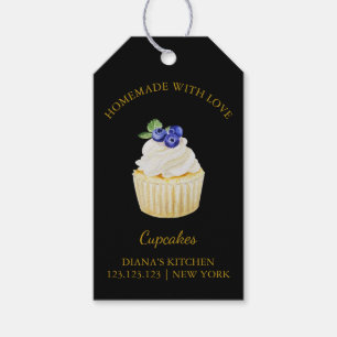 Simple Homemade Cupcake Dessert Hang Tag   Black