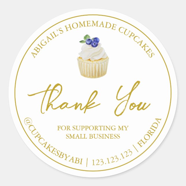 Simple Homemade Cupcake Thank You Label (Front)