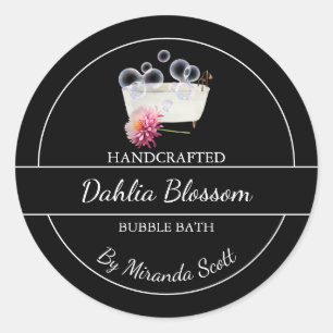 Simple Homemade Dahlia Bubble Bath Label