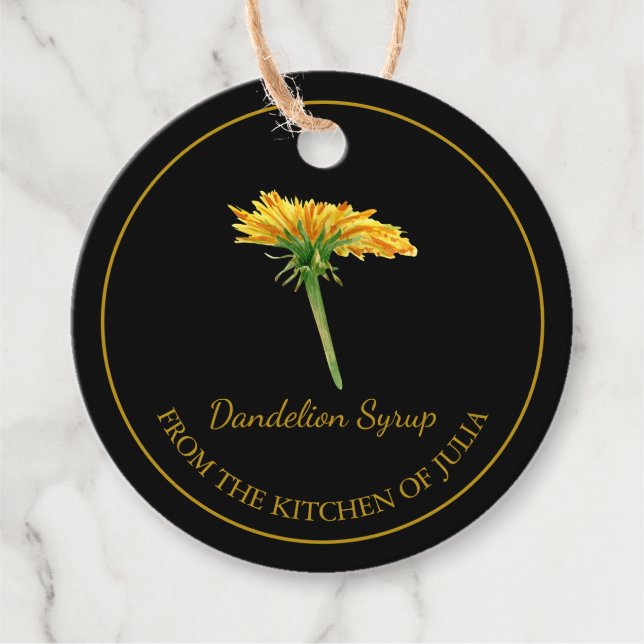 Simple Homemade Dandelion Syrup Hang Tag l Black (Front)