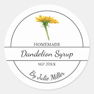 Simple Homemade Dandelion Syrup Label   White