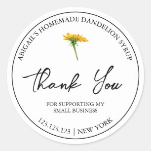 Simple Homemade Dandelion Syrup Thank You Label