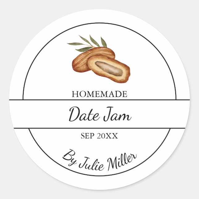 Simple Homemade Date Jam Label (Front)