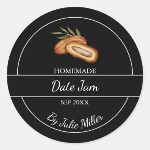 Simple Homemade Date Jam Label   Black