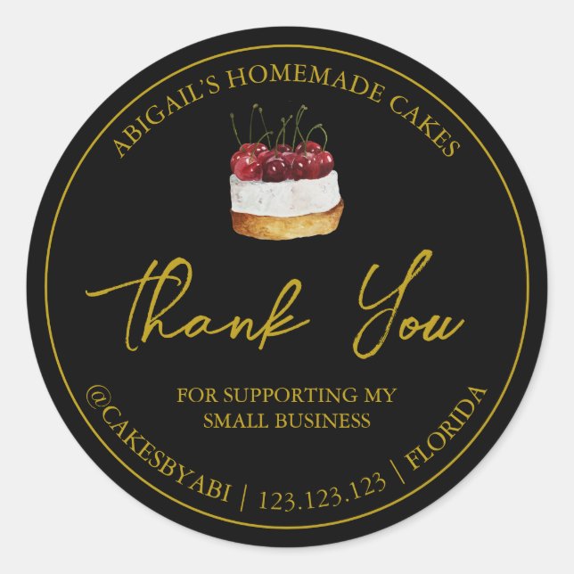 Simple Homemade Dessert Cake Thank You Label (Front)