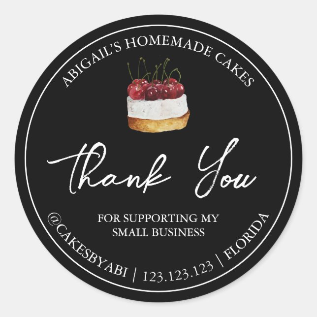 Simple Homemade Dessert Cake Thank You Label (Front)