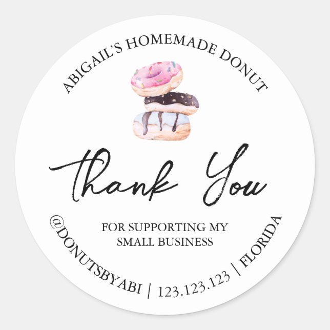 Simple Homemade Doughnut Thank You Label (Front)