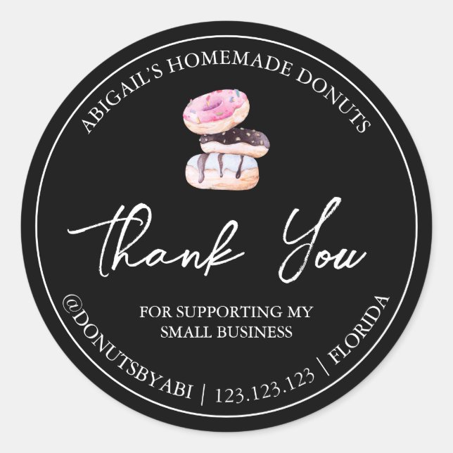 Simple Homemade Doughnut Thank You Label (Front)