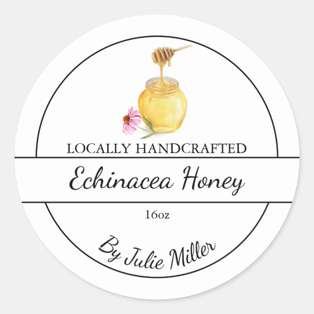 Simple Homemade Echinacea infused Honey Label (Front)