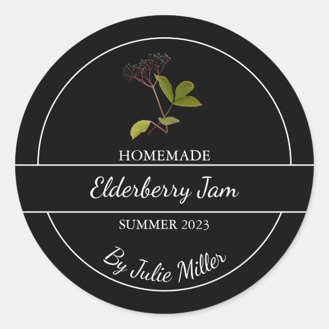 Simple Homemade Elderberry Jam Label (Front)