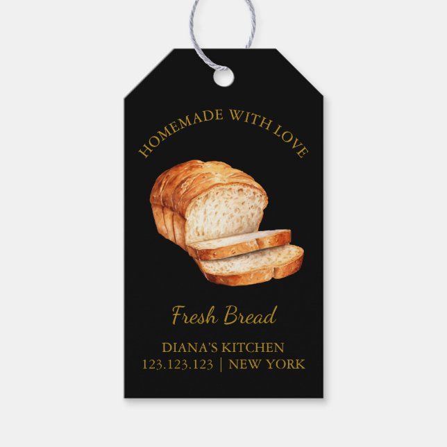 Simple Homemade Fresh Bread Hang Tag | Black (Front)