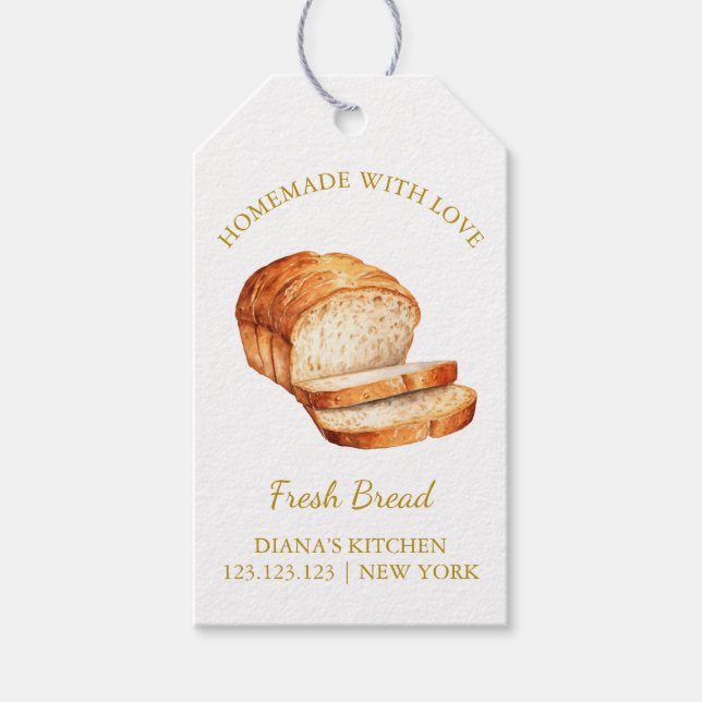 Simple Homemade Fresh Bread Hang Tag | White (Front)
