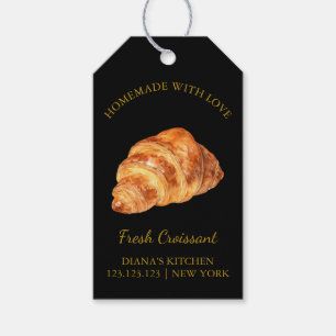 Simple Homemade Fresh Croissant Hang Tag Black
