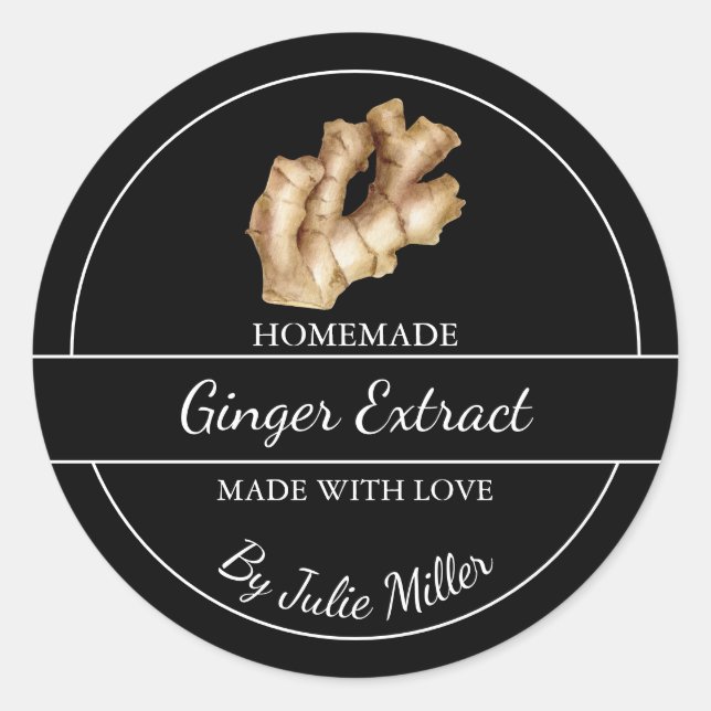 Simple Homemade Ginger Extract Label (Front)