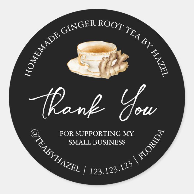 Simple Homemade Ginger Root Tea Thank You Label (Front)