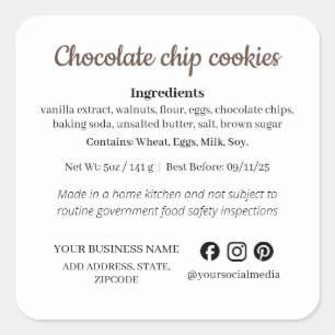 Simple Homemade Goods Cottage Law Cookie Label