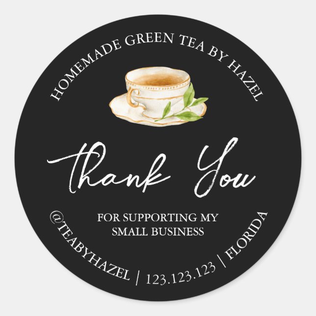 Simple Homemade Green Tea Thank You Label (Front)