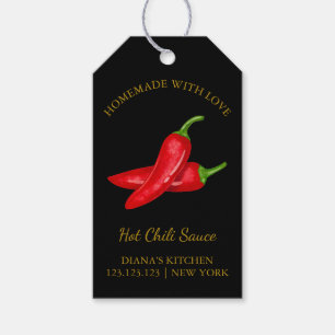 Simple Homemade Hot Chilli Sauce Hang Tag Black