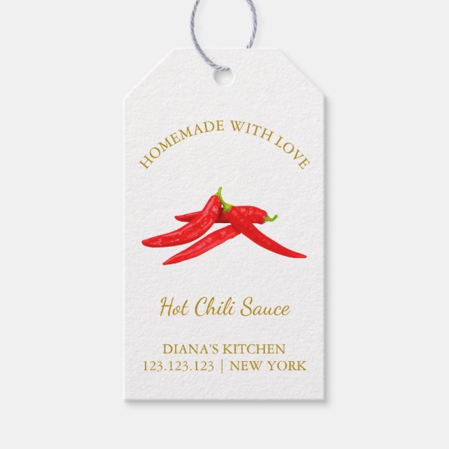 Simple Homemade Hot Chilli Sauce Hang Tag | White (Front)