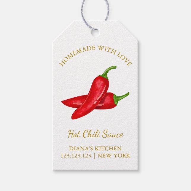 Simple Homemade Hot Chilli Sauce Hang Tag | White (Front)