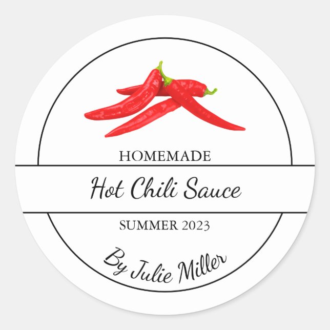 Simple Homemade Hot Chilli Sauce Label (Front)