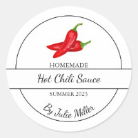 Simple Homemade Hot Chilli Sauce Label